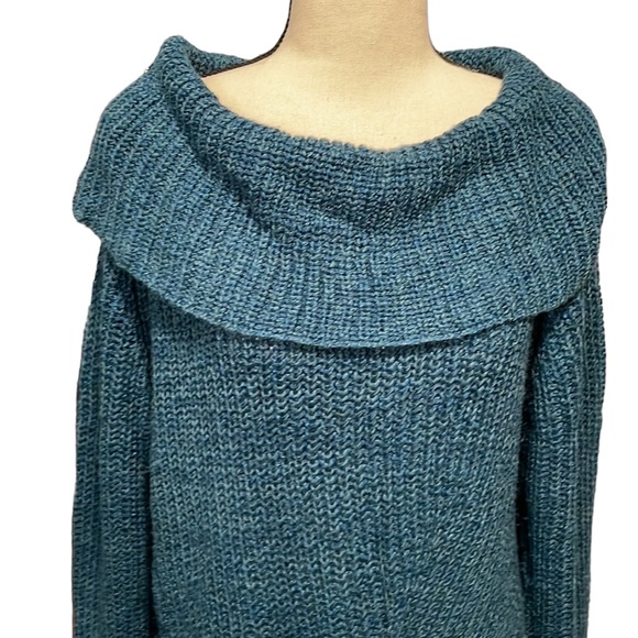 Faded Glory Aqua Baltic Sea Shawl Collar High Low Womens Sweater Size XL (16-18) - Picture 3 of 16